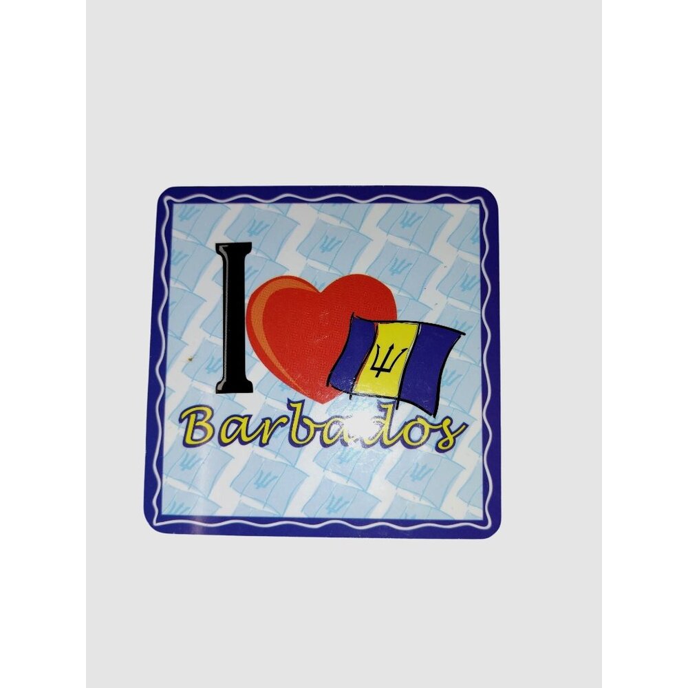I Love Barbados with Flag Blue Travel Magnet